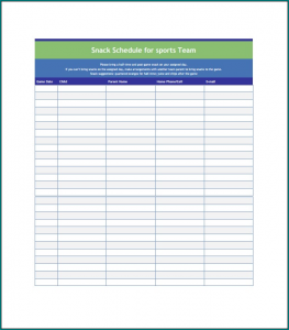 Game Schedule Template Sample
