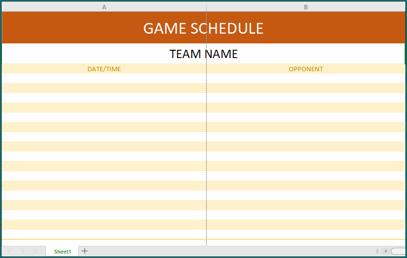 Game Schedule Template