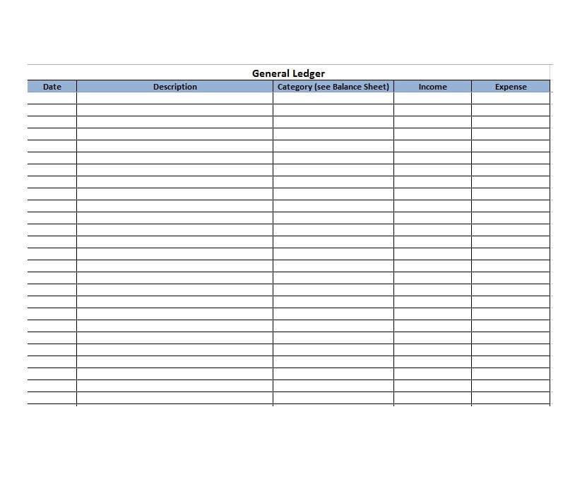 General Ledger Template General Ledger Template