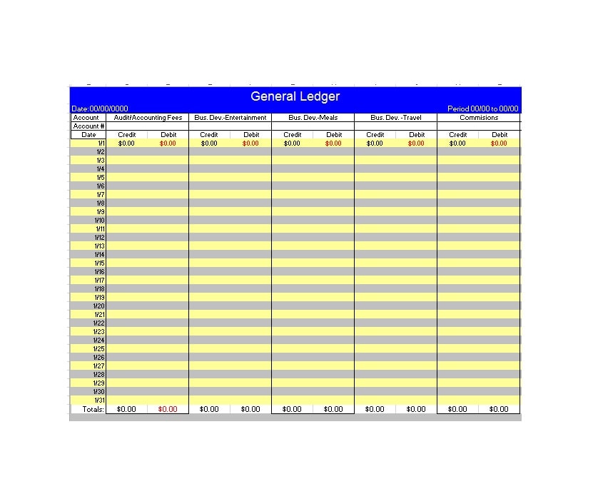 General Ledger Template General Ledger Template