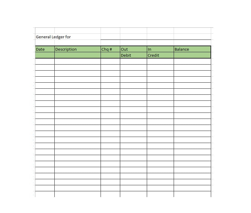 General Ledger Template General Ledger Template