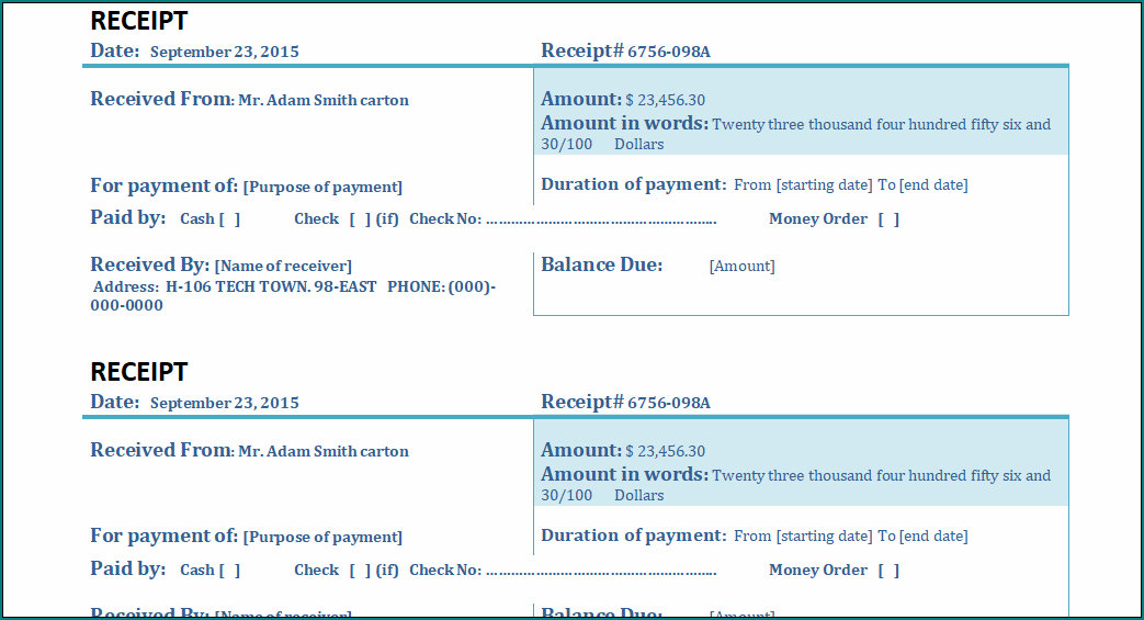 General Receipt Template