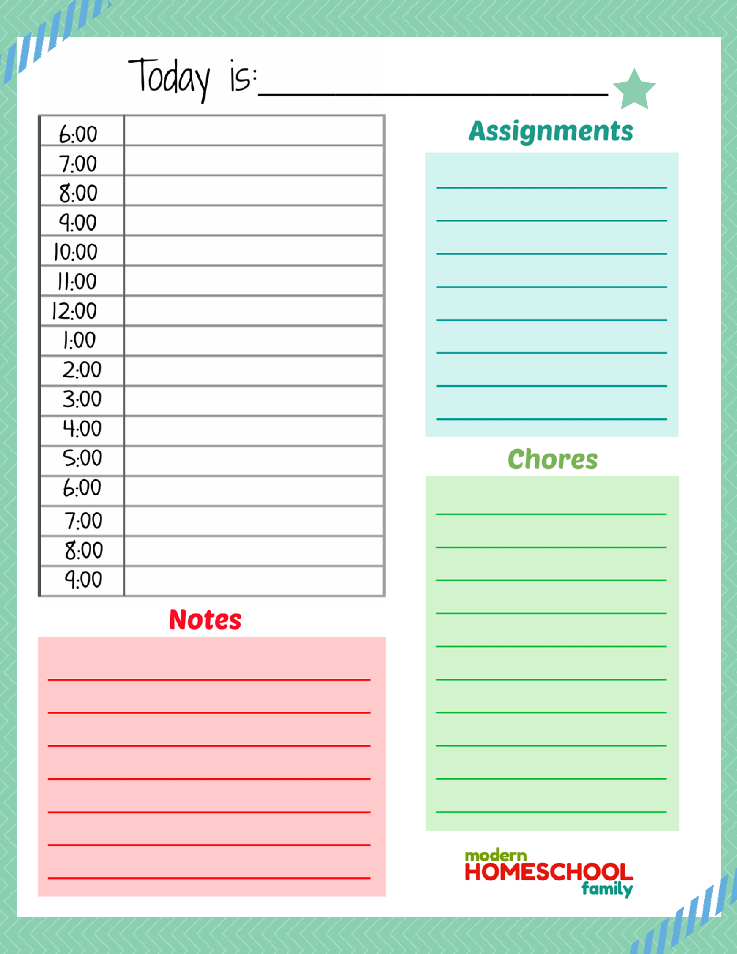 Homeschool Daily Planner Template Homeschool Daily Planner Template