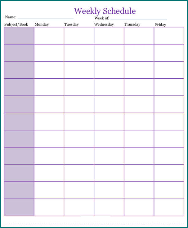 Homeschooling Schedule Template Example