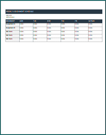 Hourly Schedule Template