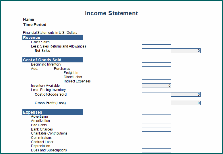 Income Statement Template