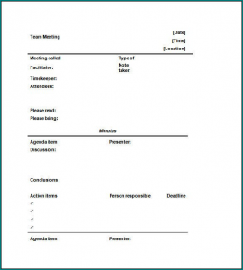 Informal Meeting Minutes Template Sample