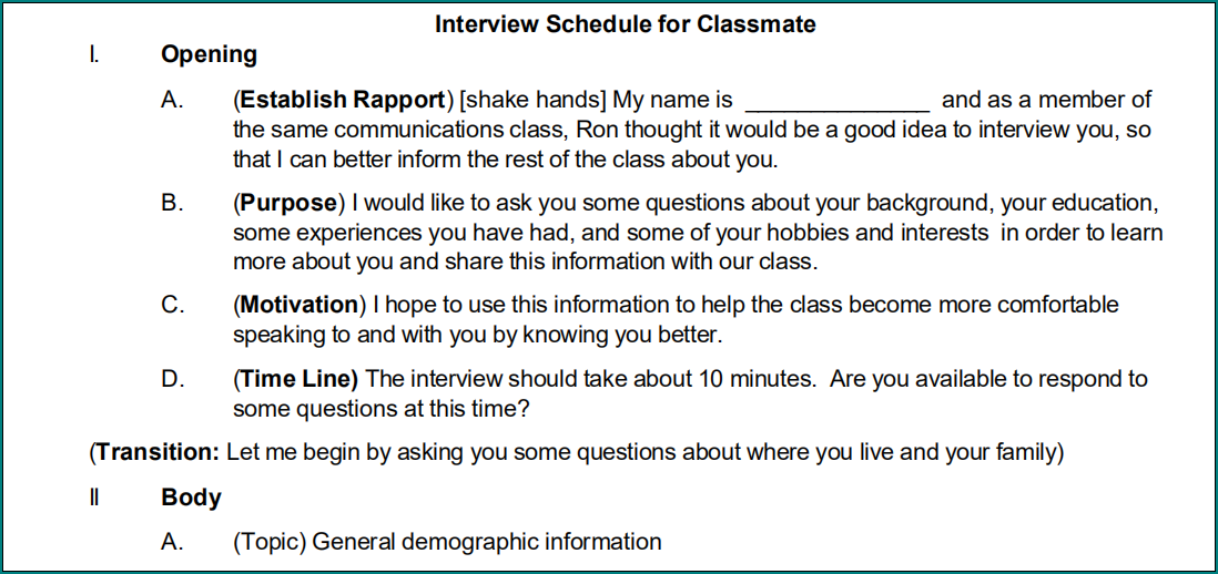 Interview Schedule Template