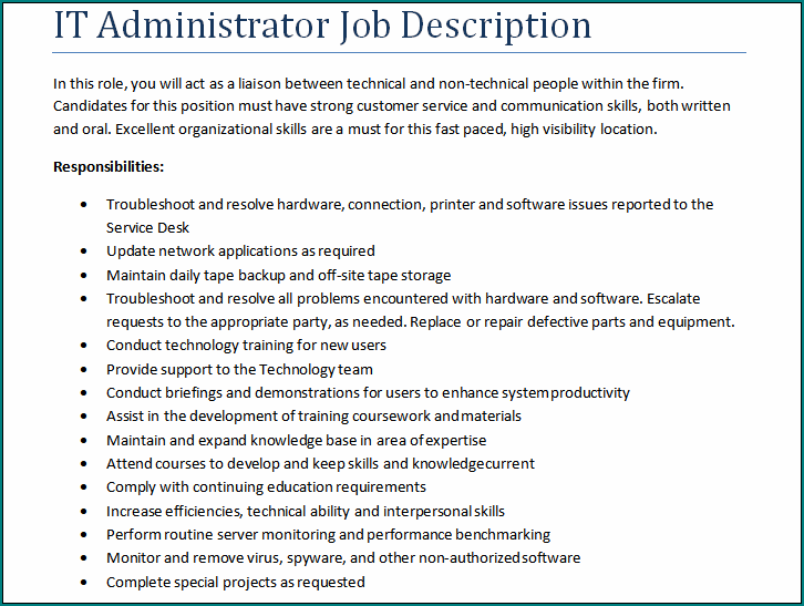 It Job Description Template