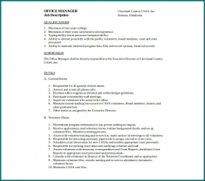 Job Description Template Word Example