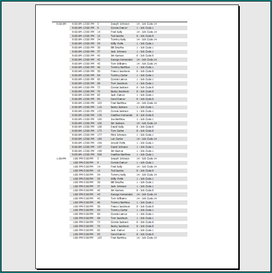 Job Schedule Template
