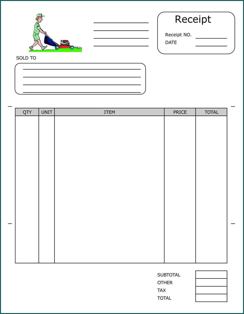 Lawn Care Receipt Template Sample