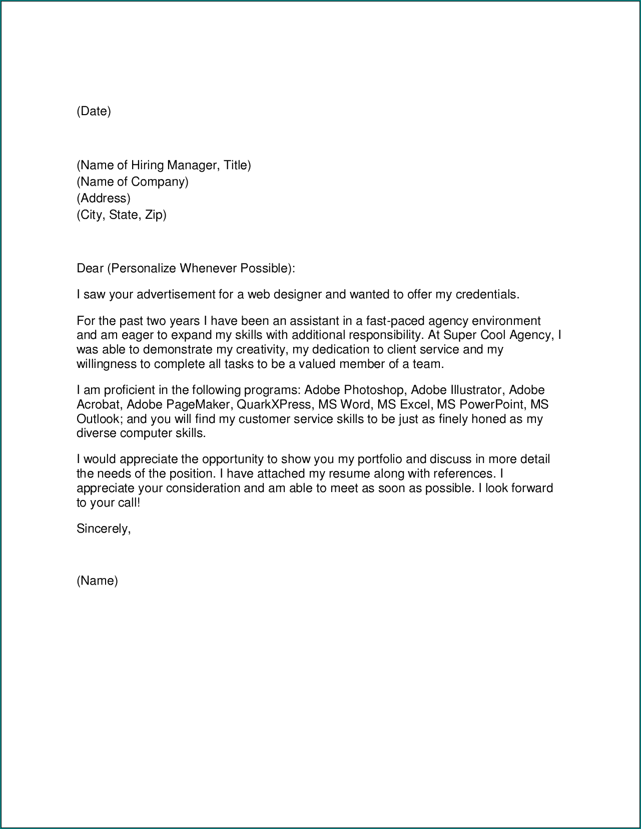 Letter Layout Example