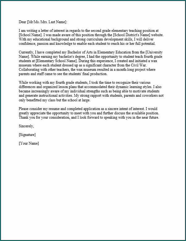 Letter Of Interest Template
