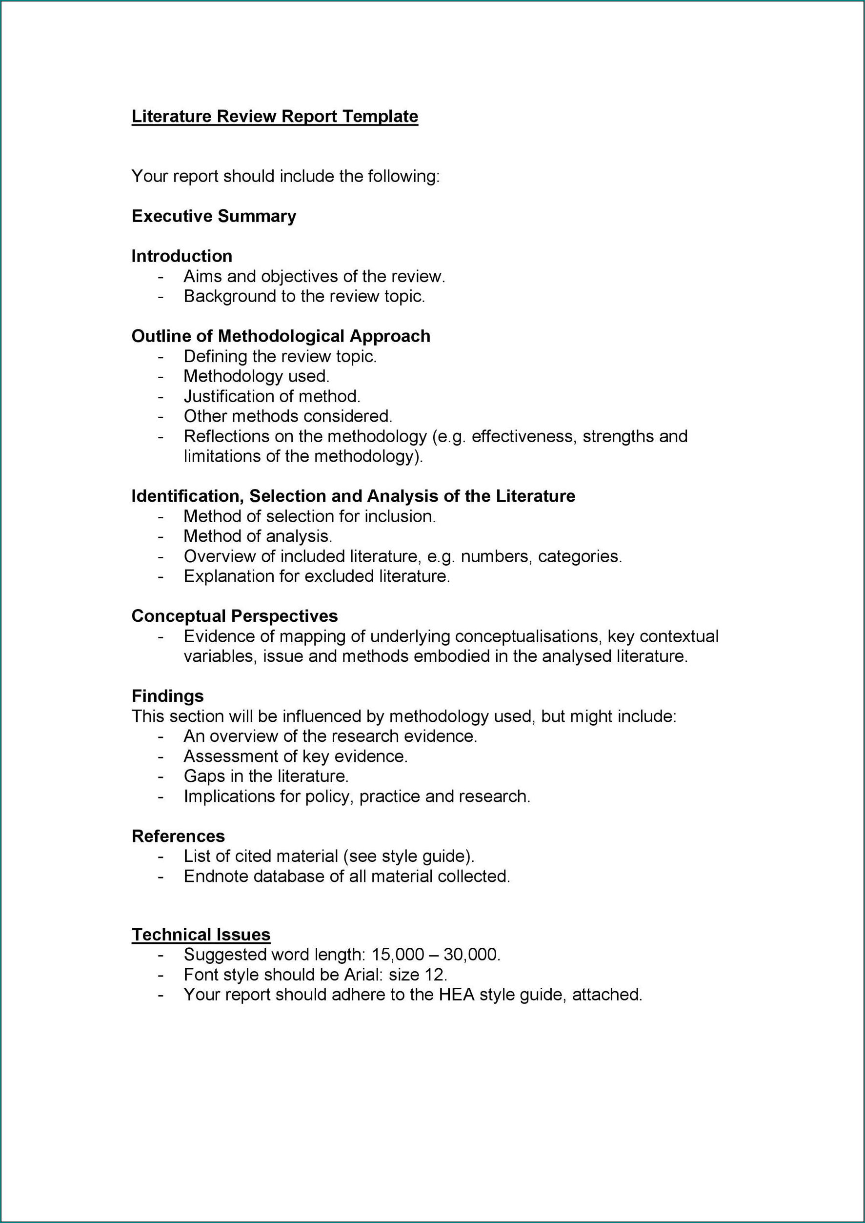 Literature Review Structure Sample