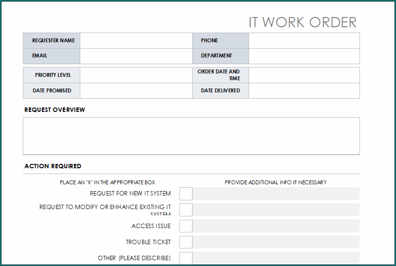 Maintenance Work Order Form