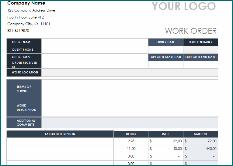 Maintenance Work Order Template
