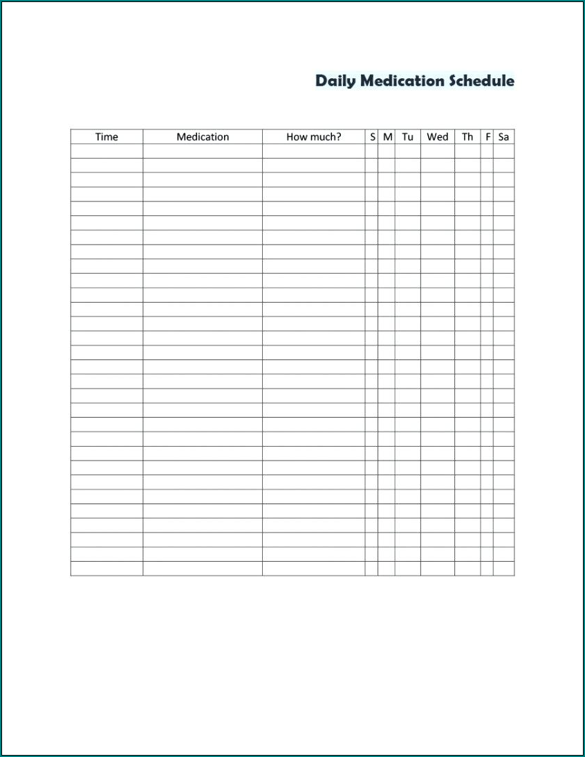 Medication Schedule Template Example