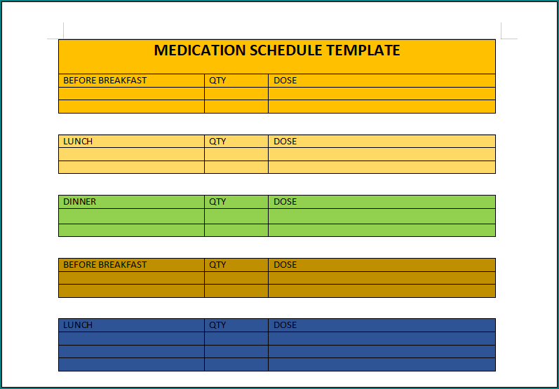 Medication Schedule Template