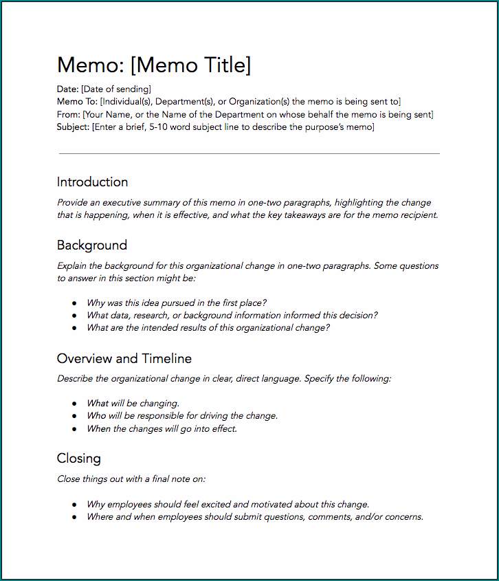 Memorandum Template Example