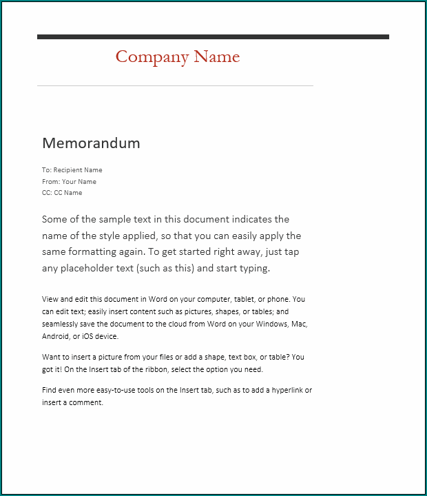 Memorandum Template
