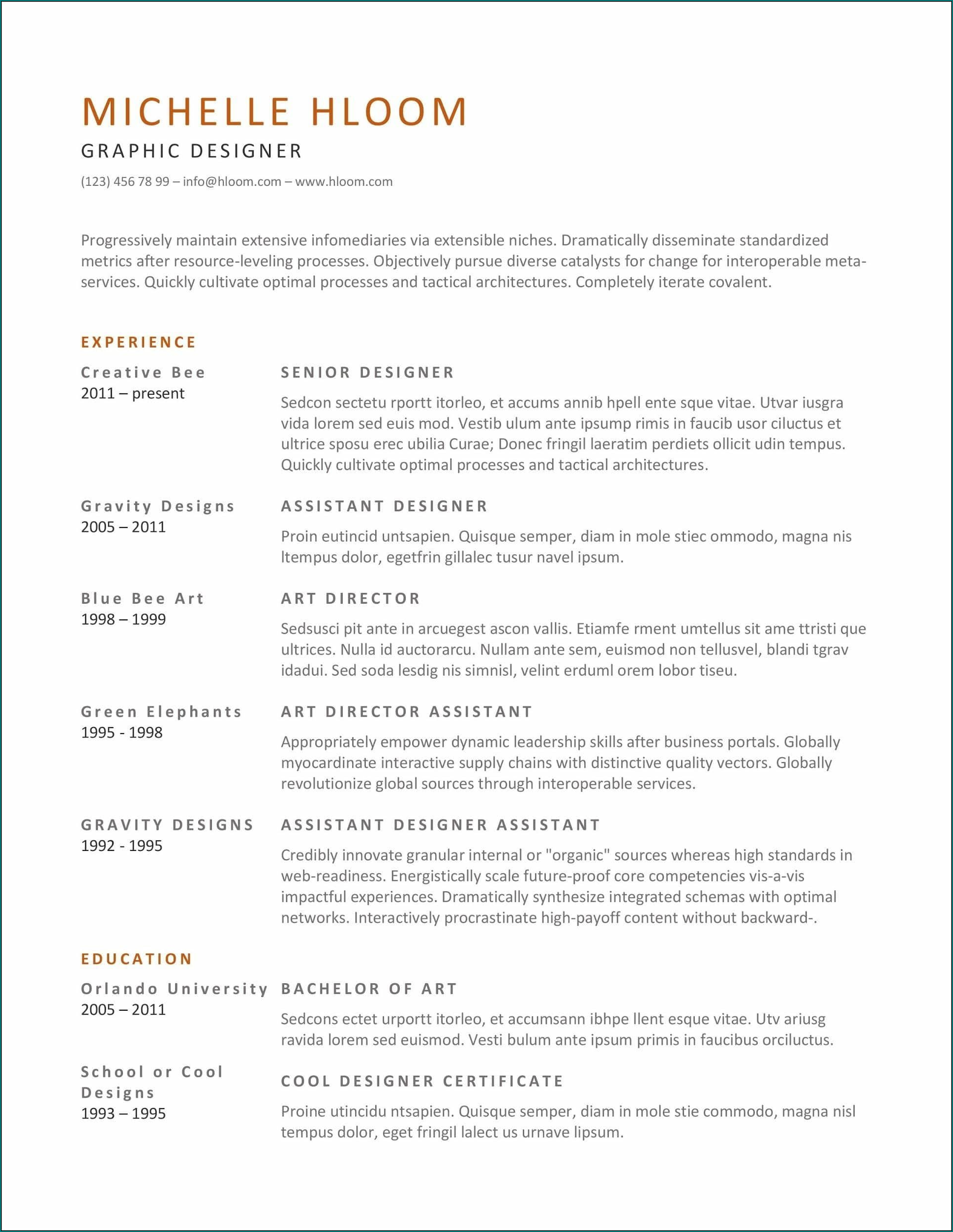 Microsoft Word Resume Template Example