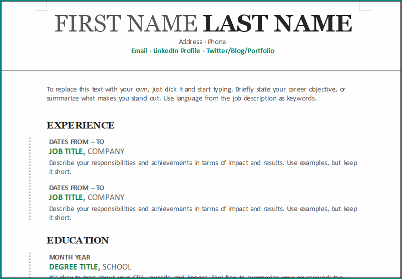 Microsoft Word Resume Template