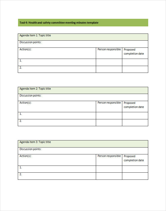Minutes Of Health And Safety Meeting Template Word Minutes Of Health And Safety Meeting Template Word