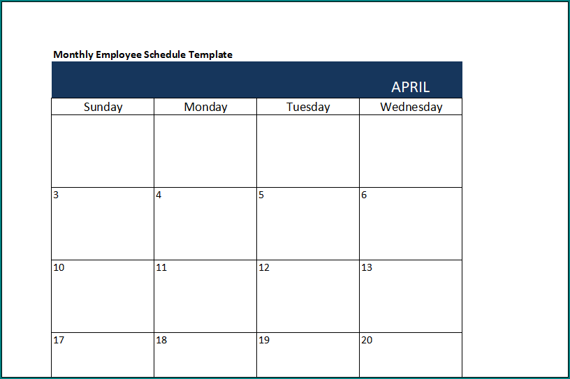 Monthly Employee Schedule Template