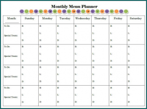 Monthly Meal Planner Template Example