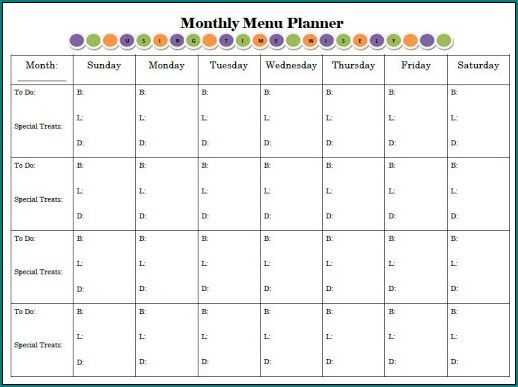Monthly Meal Planner Template Example