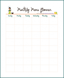 Monthly Meal Planner Template Sample