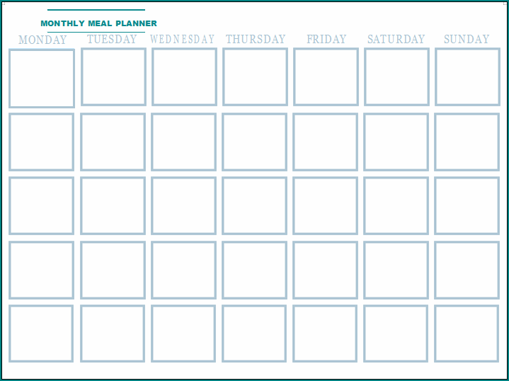 Monthly Meal Planner Template