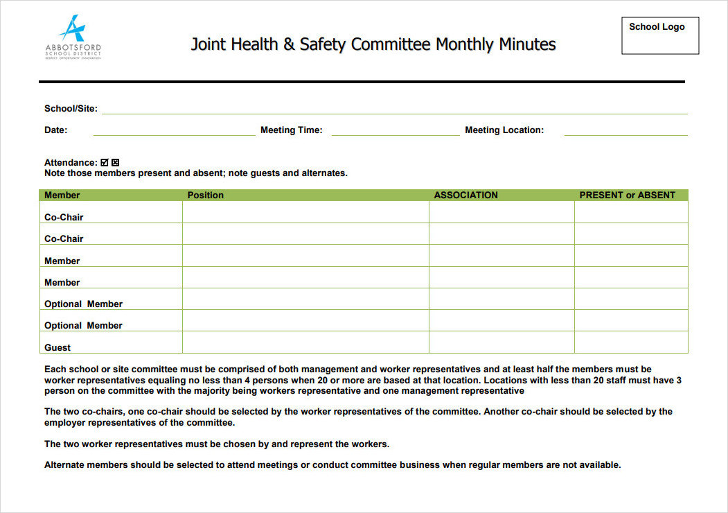 Monthly Safety Meeting Minutes Template Monthly Safety Meeting Minutes Template
