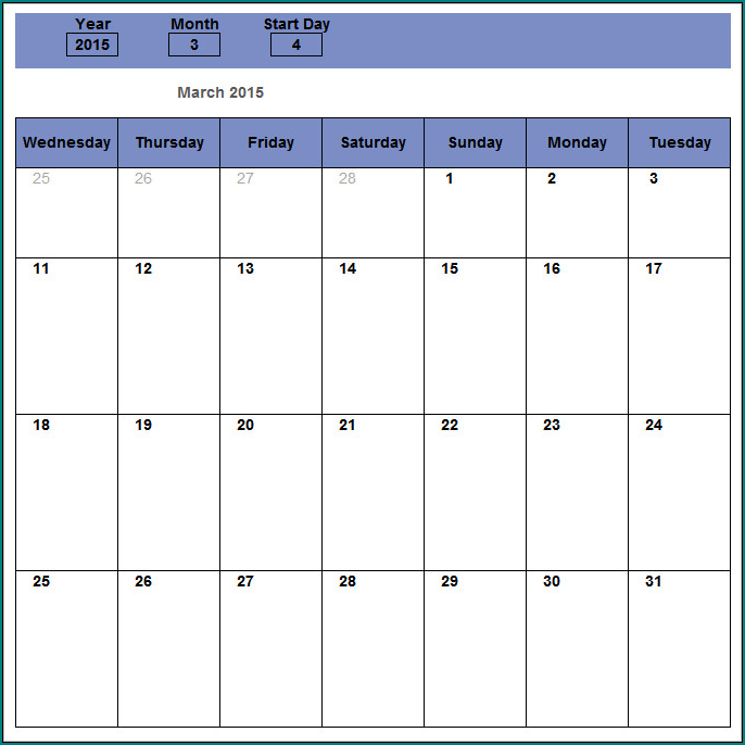 Monthly Schedule Template Excel Example