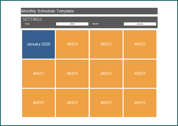 Monthly Schedule Template Excel