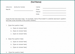 Multiple Choice Quiz Template
