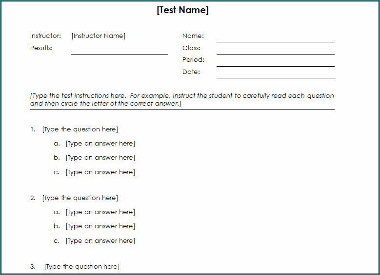 Multiple Choice Quiz Template