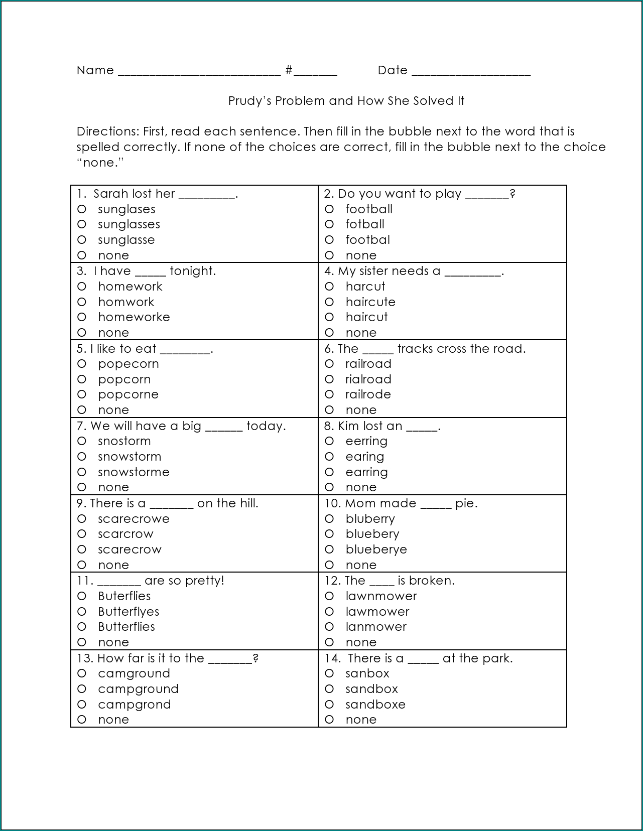 Multiple Choice Template Word Example