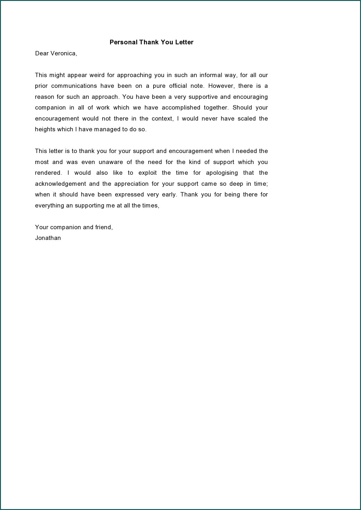 Official Letter Sample