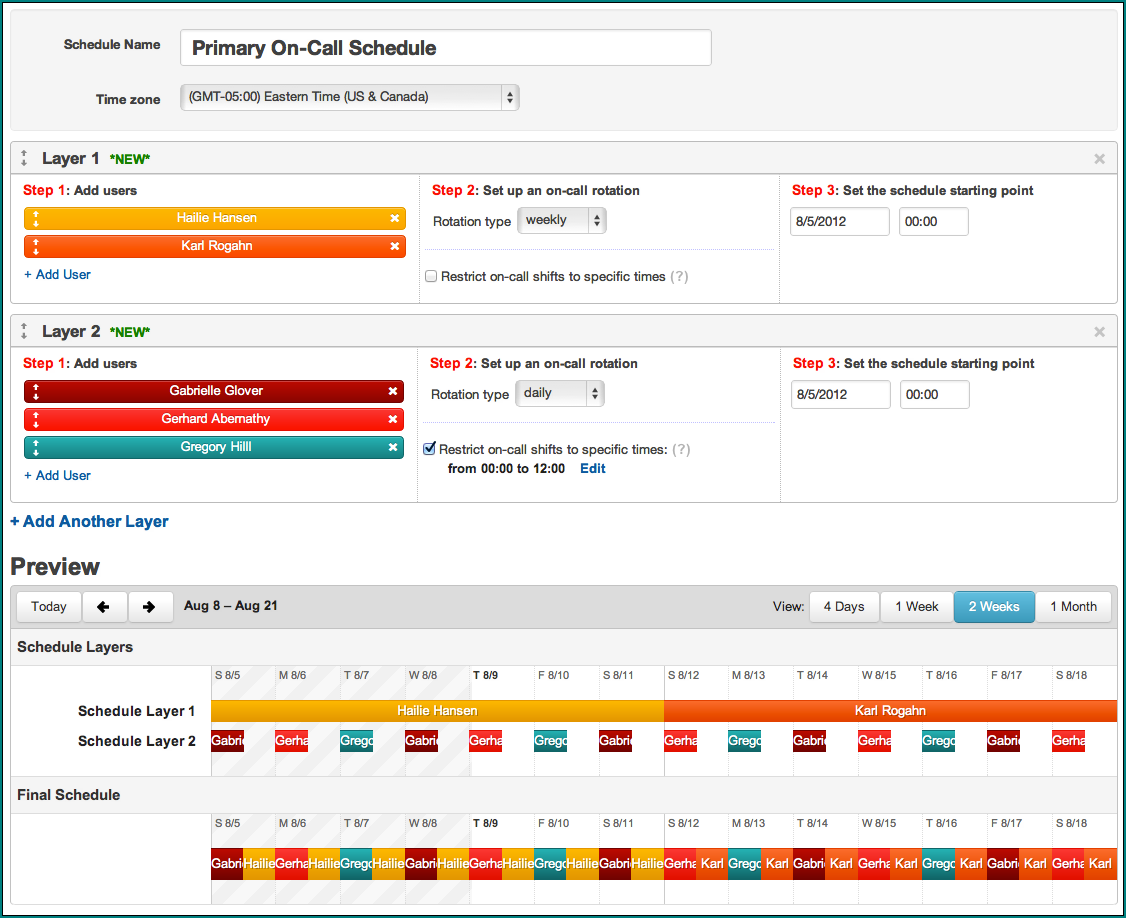 On Call Schedule Template Example