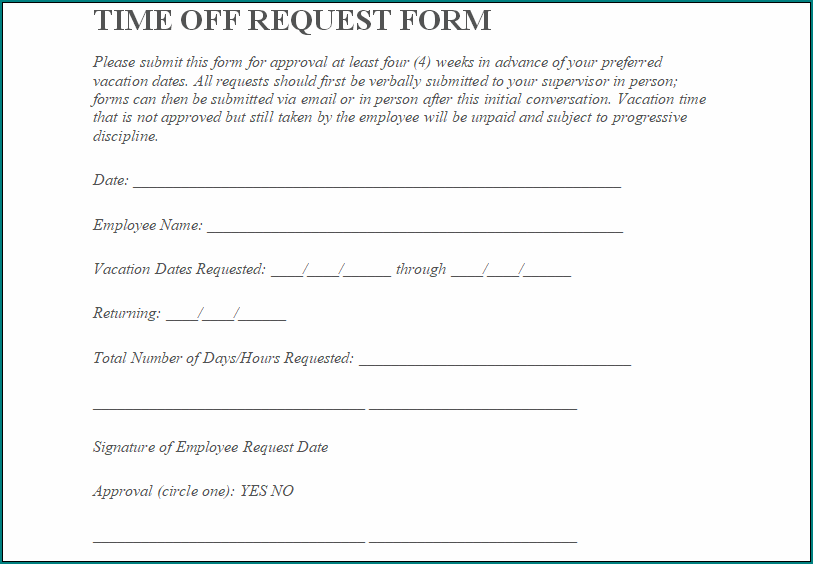 Paid Time Off Request Form