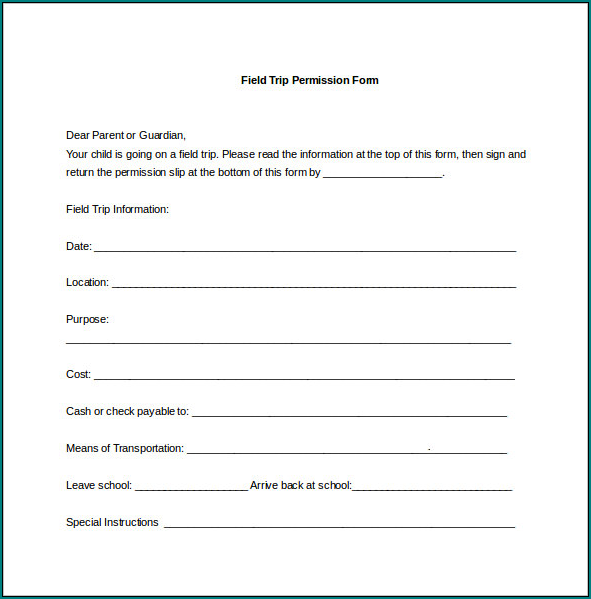 Parent Permission Form Example