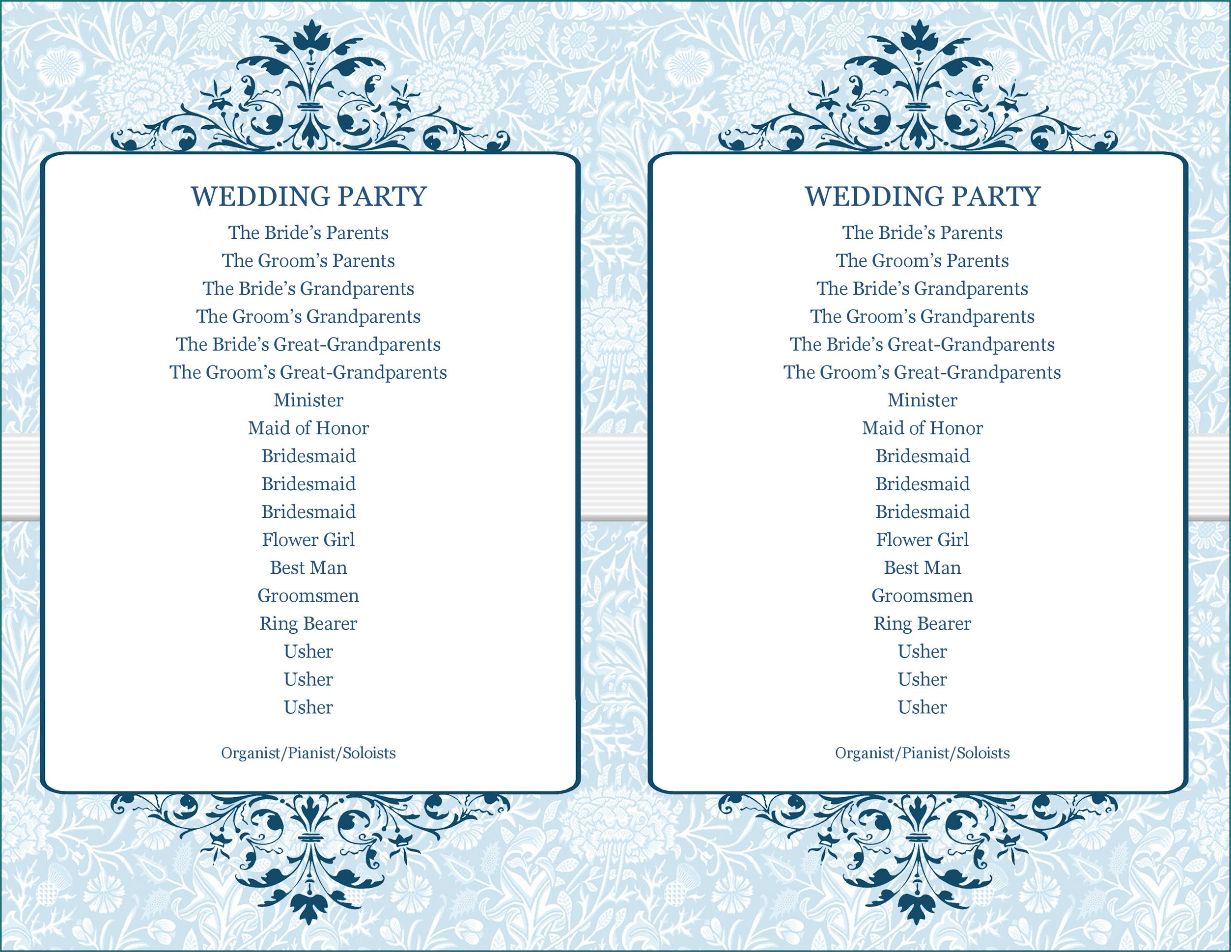 Party Program Template Example