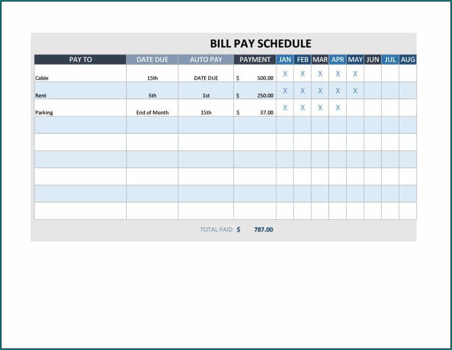 Payment Schedule Template Sample