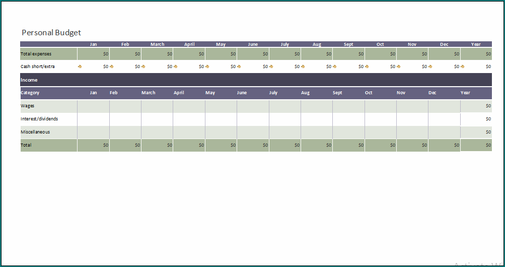 Personal Budget Template