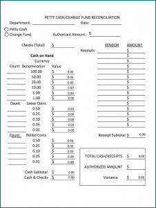 Petty Cash Reconciliation Form Sample