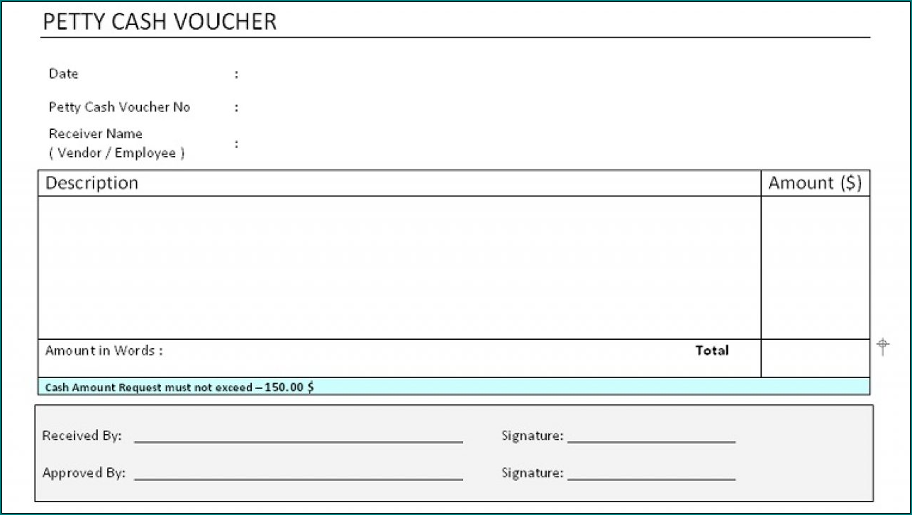 Petty Cash Template Example