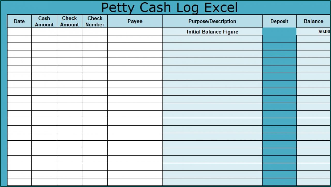 Petty Cash Template Excel Example