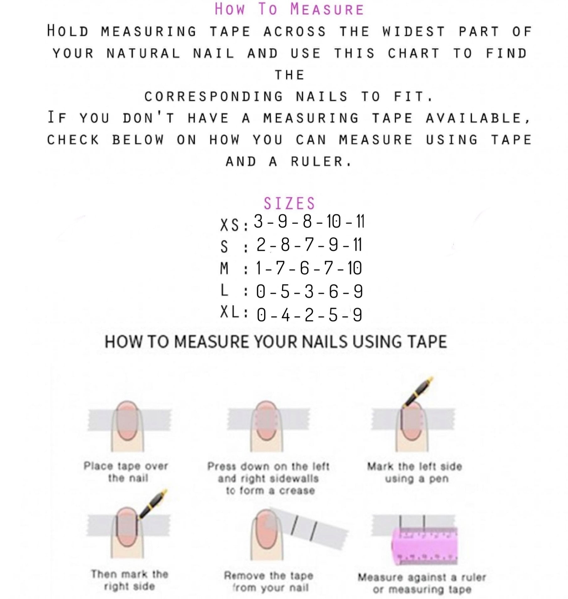 Press On Nail Sizing Chart Template Example Press On Nail Sizing Chart Template Example